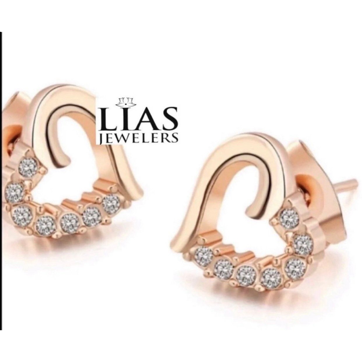 Brand New 18k Rose Gold Studs Earrings Heart Shape Earrings Studs
